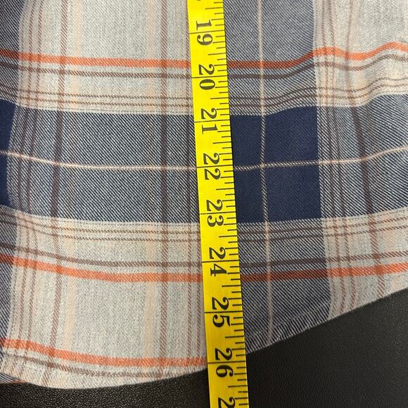 Lucky Brand Saturday Stretch Blue and Gray Check Flannel Pearl Snap Shirt Size M - Picture 8 of 8